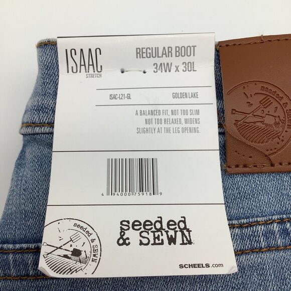 Seeded & Sewn Mens Isaac Regular‎ Boot Jeans Size 34 x 30 (Actual 36 x 30) NWT - Picture 8 of 11